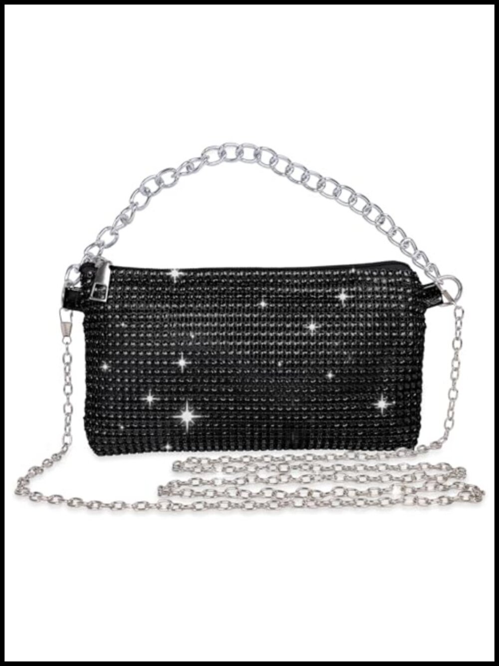 Rhinestone Crossbody Bag for Women Evening Clutch Sparkly PU Leather Handbag